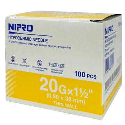 Nipro เข็มฉีดยา 20G x 1 1/2" (100ชิ้น)