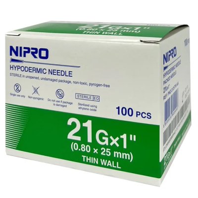 Nipro เข็มฉีดยา 21G x 1" (100ชิ้น)