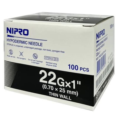 Nipro เข็มฉีดยา 22G x 1" (100 ชิ้น)