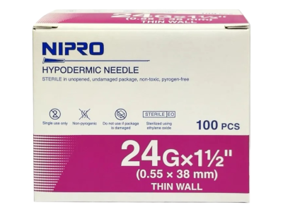 Nipro เข็มฉีดยา 24G x 1 1/2" (100 ชิ้น)