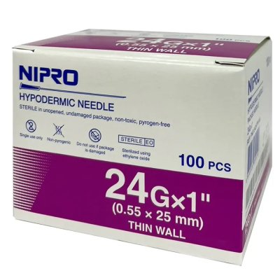 Nipro เข็มฉีดยา 24G x 1" (100 ชิ้น)