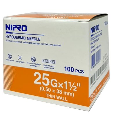 Nipro เข็มฉีดยา 25G x 1 1/2" (100ชิ้น)