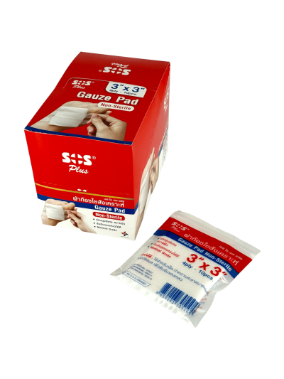 SOS Gauze Pad Non-Sterile 3"X3" (12 ซอง)