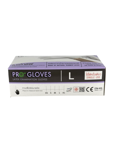 ถุงมือยาง มีแป้ง No.L (Pro-Gloves) 100ชิ้น