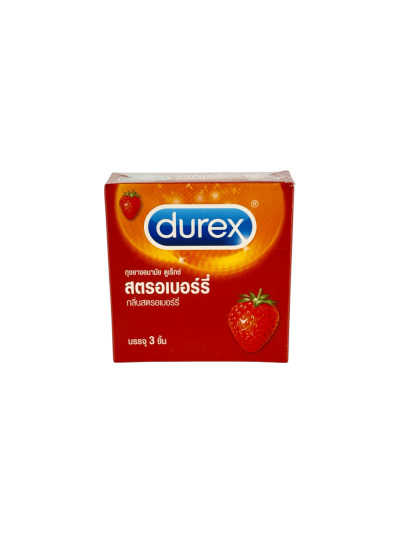ถุงยางอนามัย Durex Strawberry 52.5mm (3ชิ้น)