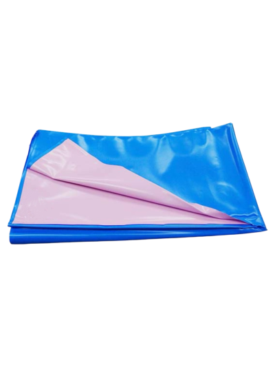 ผ้ายางกันเปื้อน ชมพู-ฟ้า 1x90x120cm (พี.พี.ผ้ายาง)