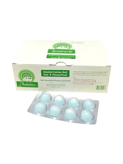 สำลีก้อนชุบแอลกอฮอล์ 70% (รถพยาบาล) 8ก้อน