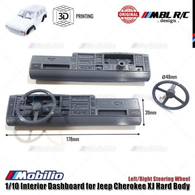1/10 Interior Dashboard 3D Printing for RC Jeep Cherokee XJ Hard Body Left/Right Steering Wheel