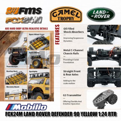 FMS FCX24M Land Rover Camel Trophy Edition Defender 90 Discovery Range Rover Defender 110 RC RTR