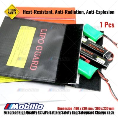 Tas Baterai - Fireproof High Quality RC LiPo Battery Safety Bag Safeguard Charge Sack 180x230mm - 300x230mm - 18x23cm Red