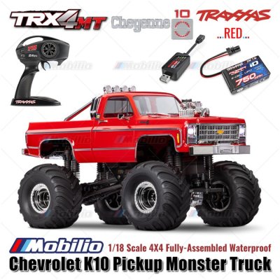 Traxxas 98064-1 TRX-4MT Chevrolet K10 Pickup Monster Truck Bigfoot 1/18 Scale 4X4 RTR Fully-Assembled Waterproof TRX4MT Clipless