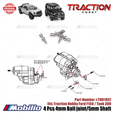 Traction Hobby Part #TH01057 4 Pcs 4mm Ball joint / 5mm Shaft fits RC Ford F150 / Tank300 1/8 Scale Crawler Adventure