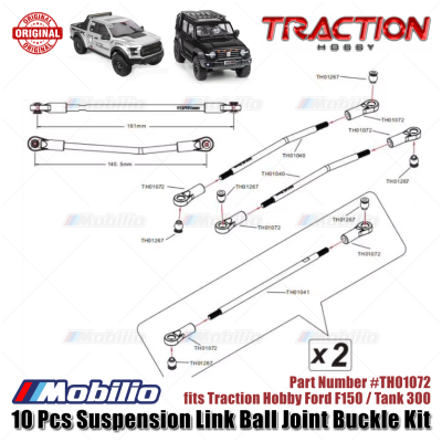Traction Hobby Part #TH01072 10 Pcs Suspension Link Ball Joint Buckle Kit RC Ford F150 / Tank300 1/8 Scale Crawler Adventure