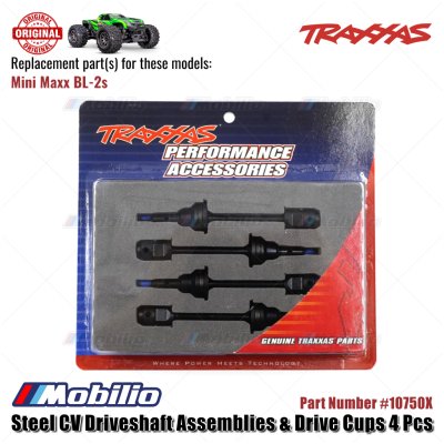 Traxxas Part #10750X Steel CV Driveshaft Assemblies & Drive Cups RC Mini Maxx BL-2S