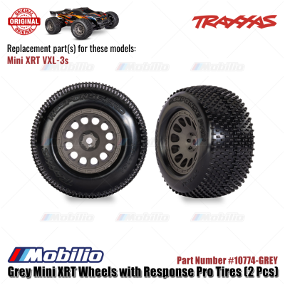Traxxas Part #10774-GRAY Grey Mini XRT Wheels with Response Pro Tires 2 Pcs for RC Mini XRT VXL-3S