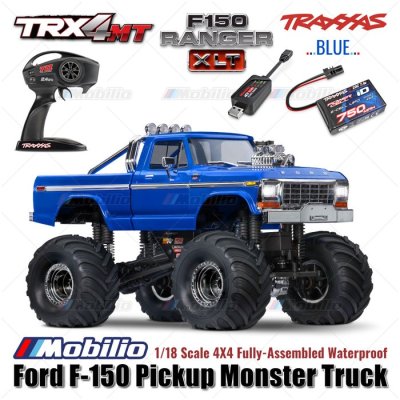 Traxxas 98044-1 TRX-4MT Ford F-150 Ranger XLT Pickup Monster Truck Bigfoot 1/18 Scale 4X4 RTR Fully-Assembled Waterproof TRX4MT Clipless