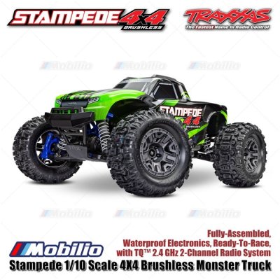 Traxxas 67154-4 Stampede 1/10 Scale 4X4 Brushless Monster Truck Fully-Assembled Waterproof RTR