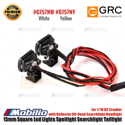 GRC 15mm Square Led Lights Spotlight Searchlight Taillight for 1/10 RC Crawler with Reflector Off-Road Searchlight Headlight #G157NW #G157NY