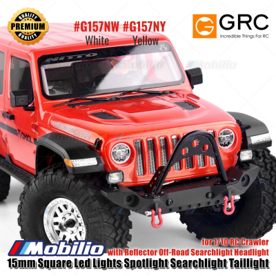 GRC 15mm Square Led Lights Spotlight Searchlight Taillight for 1/10 RC Crawler with Reflector Off-Road Searchlight Headlight #G157NW #G157NY