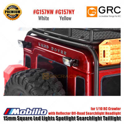 GRC 15mm Square Led Lights Spotlight Searchlight Taillight for 1/10 RC Crawler with Reflector Off-Road Searchlight Headlight #G157NW #G157NY
