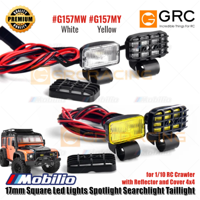 GRC 17mm Square Led Lights Spotlight Searchlight Taillight with Reflector and Cover 4x4 for 1/10 RC Crawler #G157MW #G157MY
