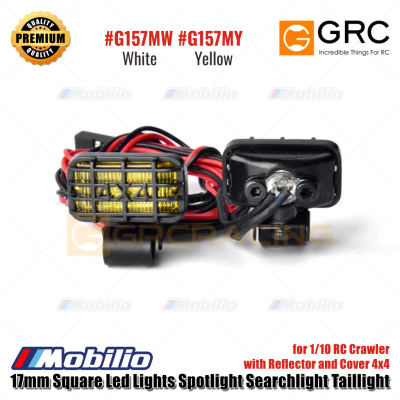 GRC 17mm Square Led Lights Spotlight Searchlight Taillight with Reflector and Cover 4x4 for 1/10 RC Crawler #G157MW #G157MY