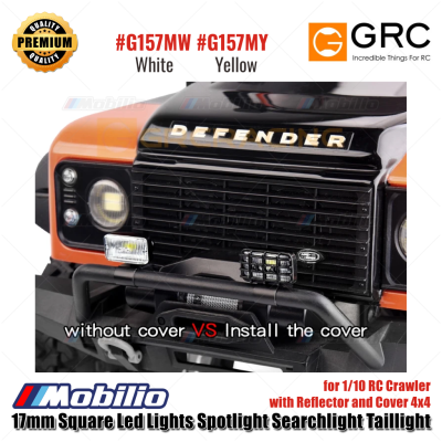 GRC 17mm Square Led Lights Spotlight Searchlight Taillight with Reflector and Cover 4x4 for 1/10 RC Crawler #G157MW #G157MY