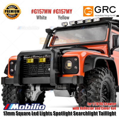 GRC 17mm Square Led Lights Spotlight Searchlight Taillight with Reflector and Cover 4x4 for 1/10 RC Crawler #G157MW #G157MY