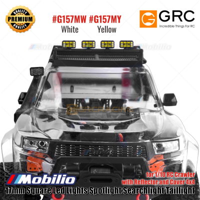 GRC 17mm Square Led Lights Spotlight Searchlight Taillight with Reflector and Cover 4x4 for 1/10 RC Crawler #G157MW #G157MY