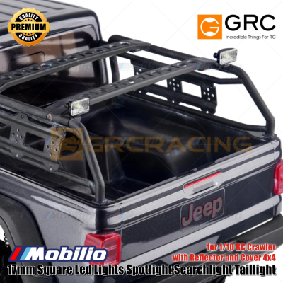 GRC 17mm Square Led Lights Spotlight Searchlight Taillight with Reflector and Cover 4x4 for 1/10 RC Crawler #G157MW #G157MY