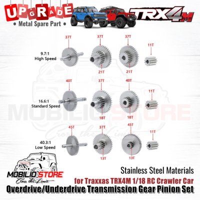 Upgrade Stainless Steel Transmission Gear Pinion Set for Traxxas TRX4M