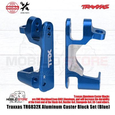 Traxxas 6832X Metal Alloy Caster Block Set Blue for Rustler Slash XO-1