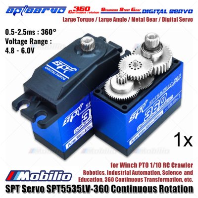 SPT Servo SPT5535LV-360 Continuous Rotation Metal Gear Digital Servo for Winch PTO 110 RC Crawler Robotics Industrial Automation Science and Education