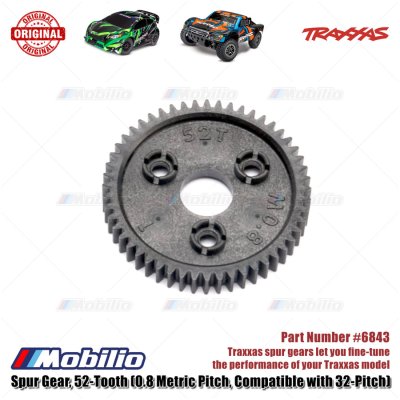 Traxxas Part #6843 Spur Gear 52-tooth 0.8 Metric Pitch Compatible with 32-pitch for RC Ford Raptor ST-Rally Rustler Slash Stampede