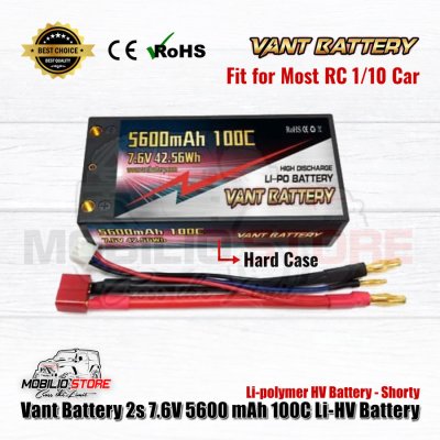 Vant Battery 2S 7.6V 5600 mAh 100C Li-HV Li-polymer HV Battery Shorty