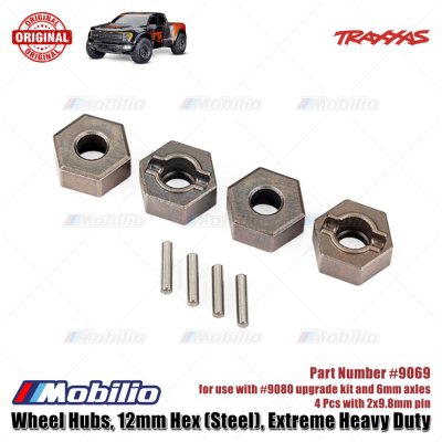 Traxxas Part #9069 Steel Wheel Hubs 12mm Hex Extreme Heavy Duty for 9080 Upgrade Kit and 6mm Axles RC Ford ST Rally Raptor Rustler Slash Stampede