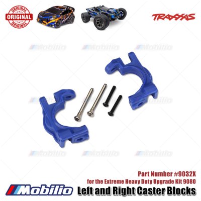 Traxxas Part #9032X Caster Blocks Extreme Heavy Duty Blue for 9080 Upgrade RC Ford ST Rally Rustler Slash Stampede