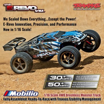 Traxxas Mini E-Revo VXL 1/16 Scale 4WD Brushless Monster Truck Fully Assembled RTR