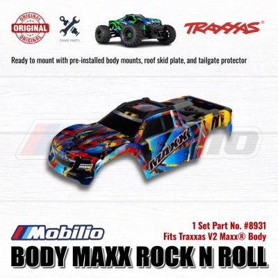 Traxxas Part #8931 Body Maxx Rock n Roll Painted Decals Applied fits V2 Maxx with Extended Chassis 352mm Wheelbase