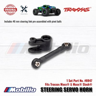 Traxxas Part #8947 Steering Servo Horn Includes 46 mm Steering Link Pre-assembled with Pivot Balls for RC Slash Maxx