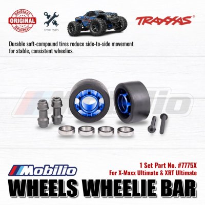 Traxxas Part #7775X Wheels Wheelie Bar Blue-anodized with Bearing for RC X-Maxx XRT Monster Truck