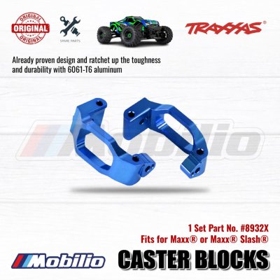 Traxxas Part #8932X Caster Blocks C-hubs Blue-anodized Left & Right for RC Slash Maxx Truck