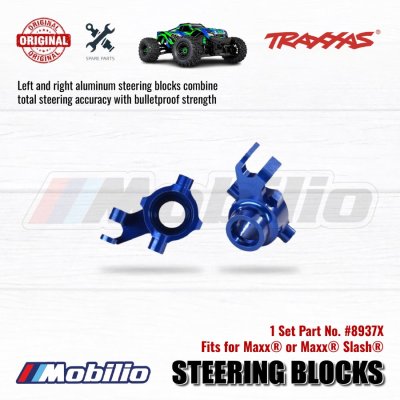 Traxxas Part #8937X Steering Blocks Blue-anodized Left & Right for RC Slash Maxx Truck