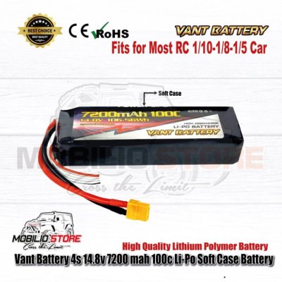 Vant Battery 4S 14.8V 7200 mAh 100C Lithium Polymer Soft Case Battery