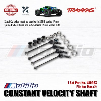 Traxxas Part #8996X Driveshafts Steel Constant-Velocity Assembled Front or Rear for WideMaxx Suspension Arms RC Maxx Monster Truck
