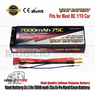 Vant Battery 2S 7.4V 7600 mAh 75C Li-Polymer Hard Case Battery