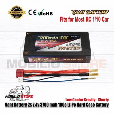 Vant Battery 2S 7.4V 3700 mAh 100C LCG Li-polymer Battery Shorty