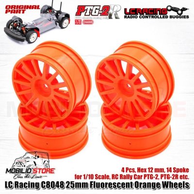 Spare Part LC Racing C8048 25mm Fluorescent Orange Wheels PTG-2 PTG-2R