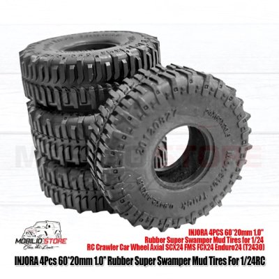 Ban 4 Pcs 1.0 Rubber Super Swamper Mud Tires F060309 for SCX24 TRX4M