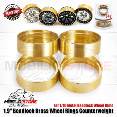 Upgrade 1.9 Beadlock Brass Wheel Rings Counterweight for 1/10 Crawler